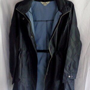 Woolrich Women's Navy Long Summer Hooded Waterproof Parka